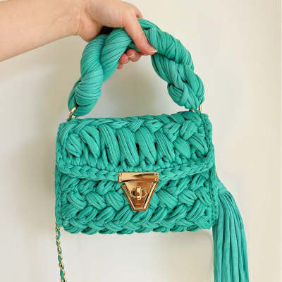 Pure Handmade Rainbow Cloth Strip Bag - Eco-Friendly & Vibrant Pure Handmade Cloth Strip Bag Rainbow | Ectron Online