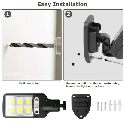 Black solar street light mounting base with screws and expansion plug hardware