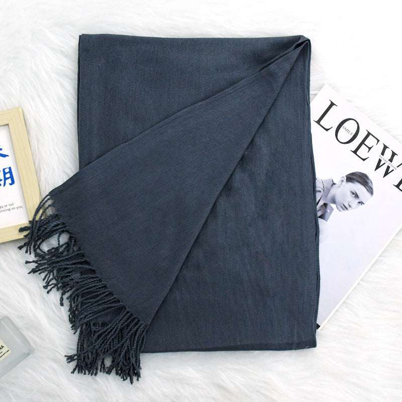Luxurious Warm Tassel Scarf - Cashmere-Feel Meeting Accessory Annual Meeting Warm Cashmere Tassel Scar | Ectron Online