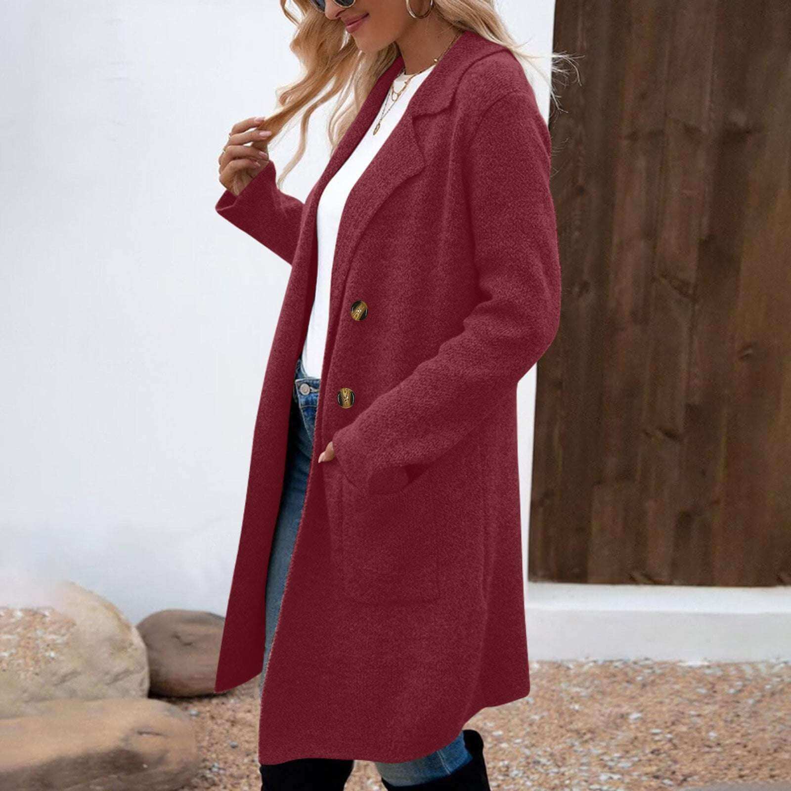 Women's Mid-Length Woolen Coat Suit Jacket Women's Fashionable All-match Mid-length | Ectron Online