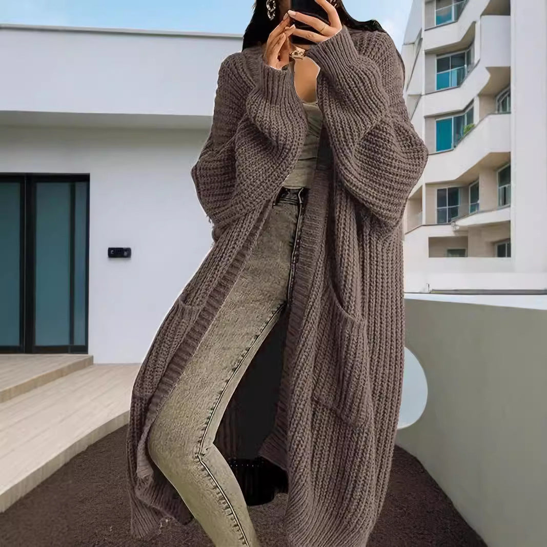 Women's Long Knitted Cardigan | Loose All-Matching Winter Sweater