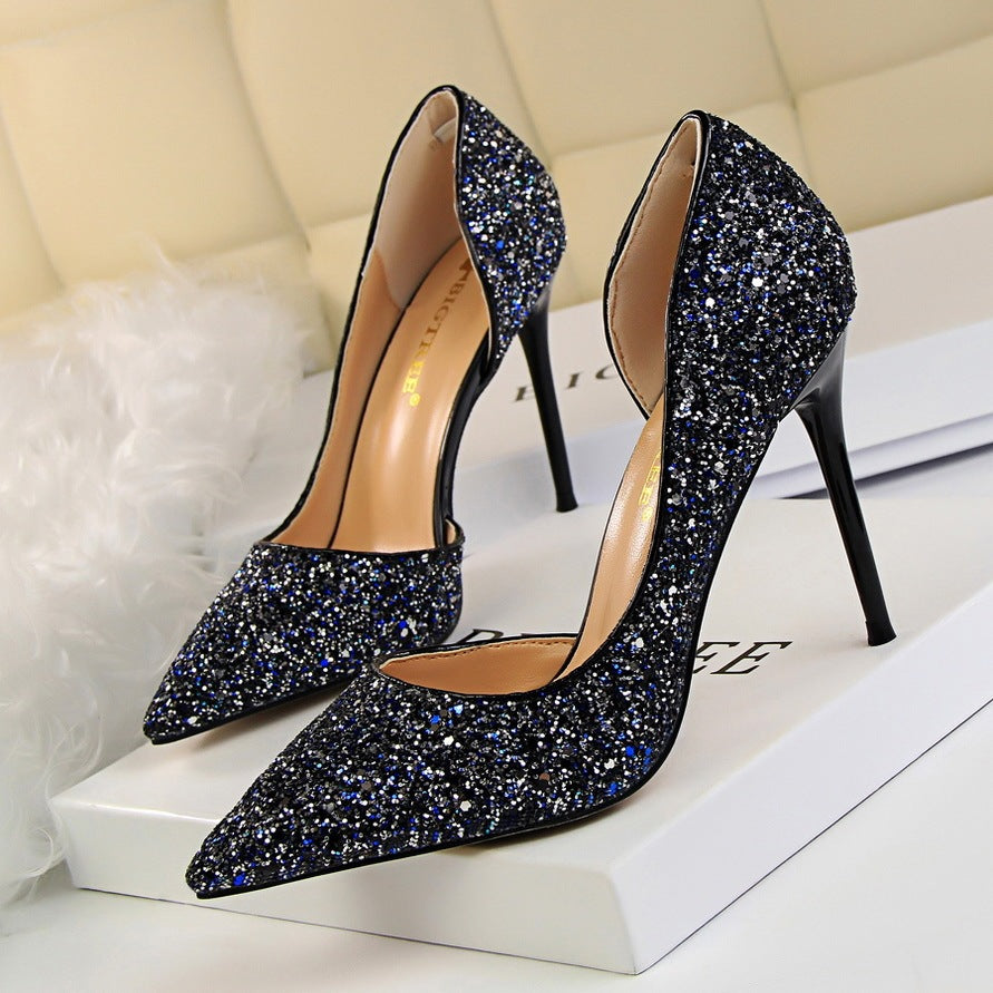 Skinny Stiletto Heels - Sequin & Hollow Out Skinny Women's Shoes Stiletto Heel Shall | Ectron Online