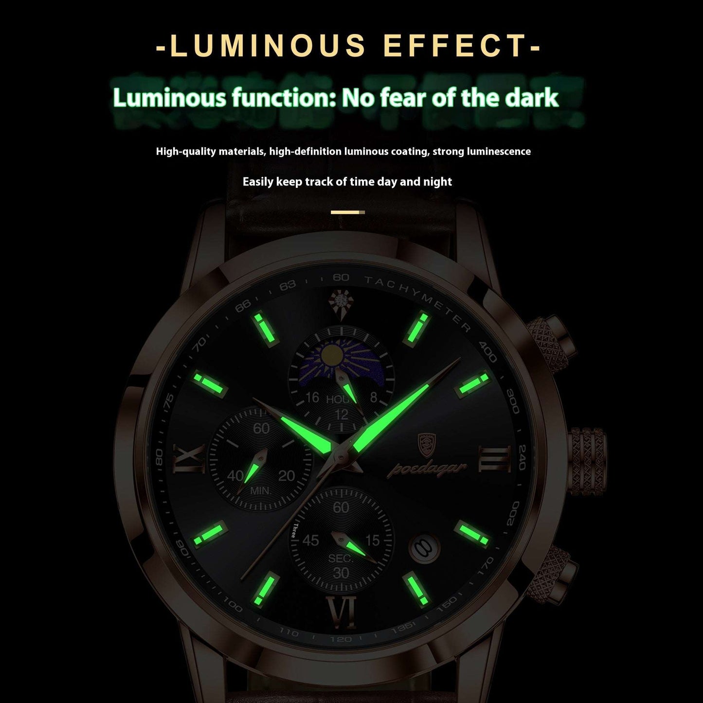 Men's Multi-Function Sports Watch Multi-Function Sports Timing Moon Phase | Ectron Online