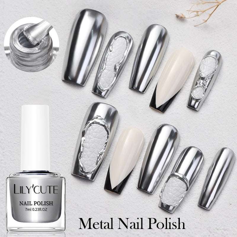 Quick-dry Metallic Mirror Nail Polish, No Baking Required