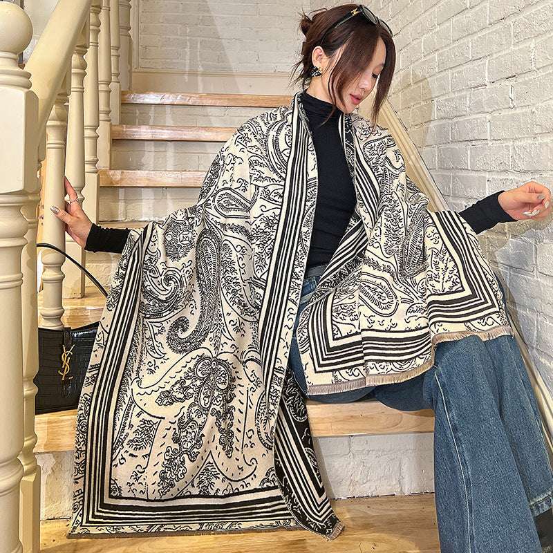 Women's Versatile Thickened Warm Cashmere Scarf Female Versatile Fashion Thickened Warm Cashmere Scarf | Ectron Online