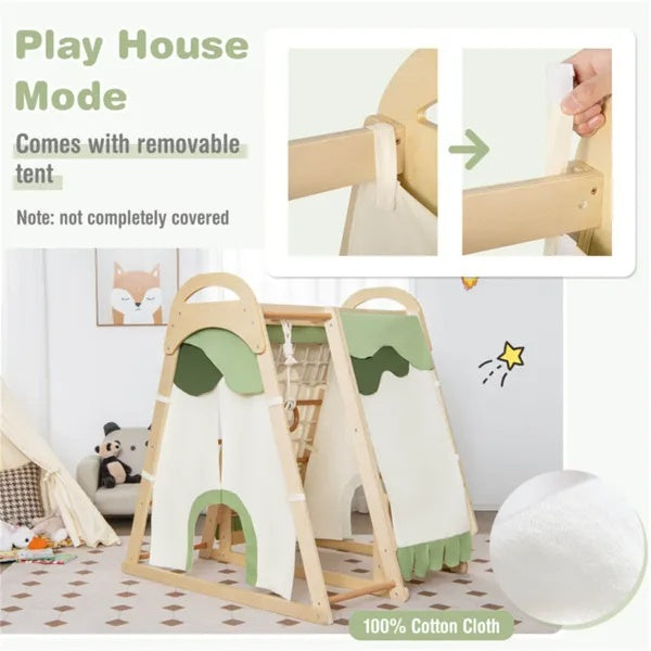 6-in-1 Wooden Kids Jungle Gym Playset | Indoor Climbing Set
