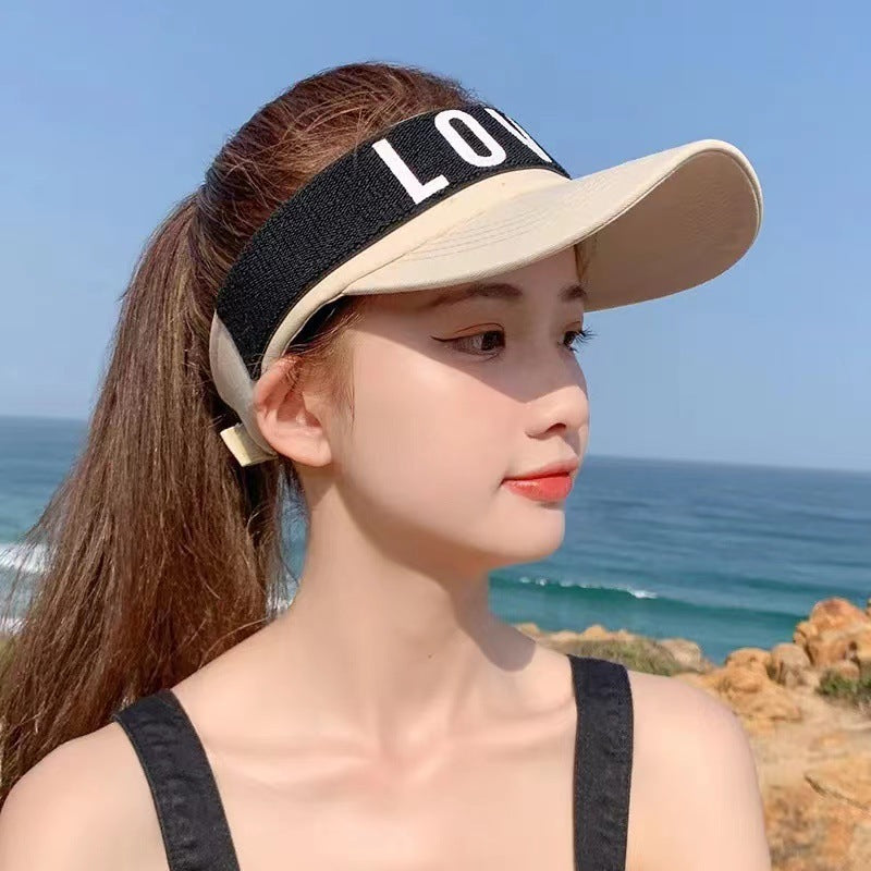 Sunlight Blocker Korean Summer Hat - No Top LOVED Design Sunlight Blocker For Summer Letter Witho | Ectron Online