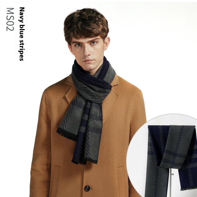Simple Plaid Warm Keeping Artificial Cashmere Scarf Men's Scarves | Ectron Online