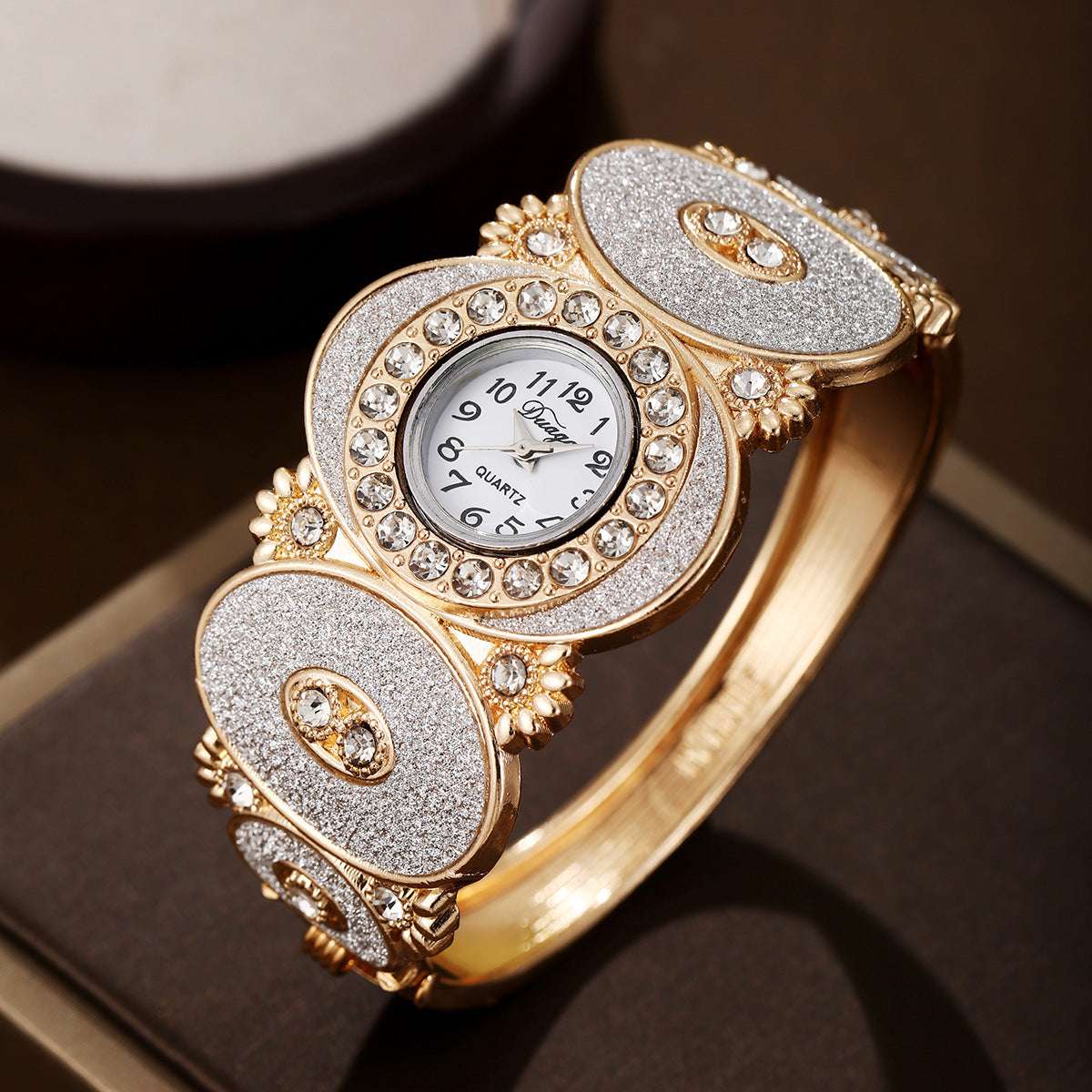 Oval Diamond Bangle Watch for Women Oval Diamond Decoration Bangle Flower An | Ectron Online