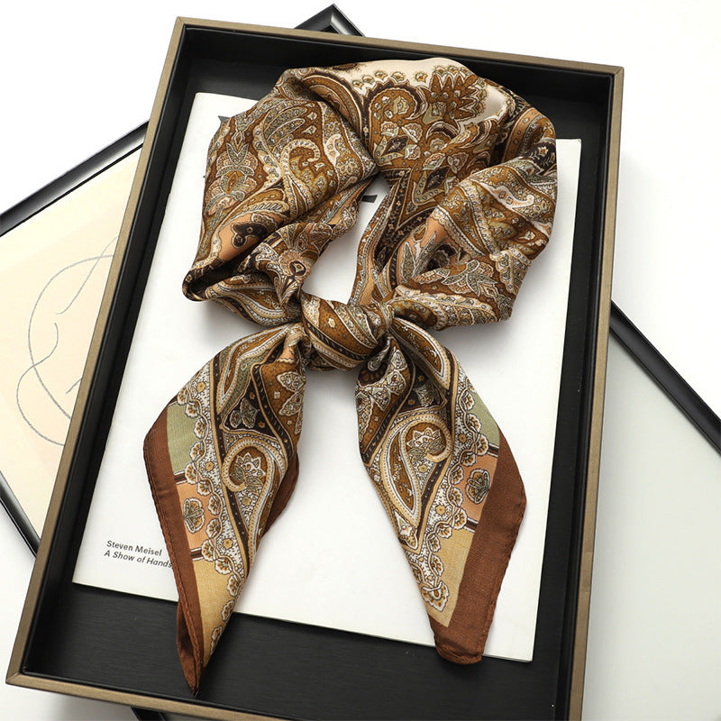 Solid Color Square Scarf - Elegance & Style Artificial Silk Striped High-grade Korea | Ectron Online