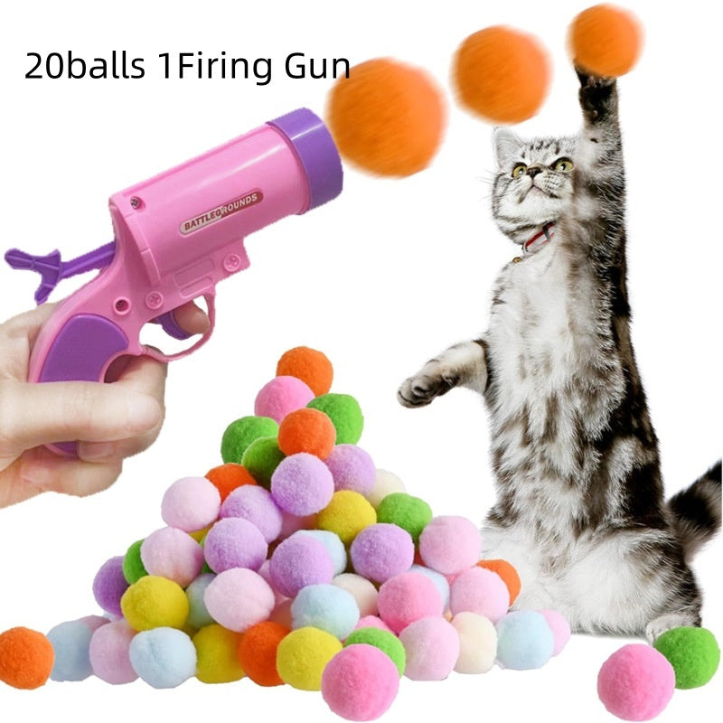 Cat Toy Pompons Gun Mute Ball