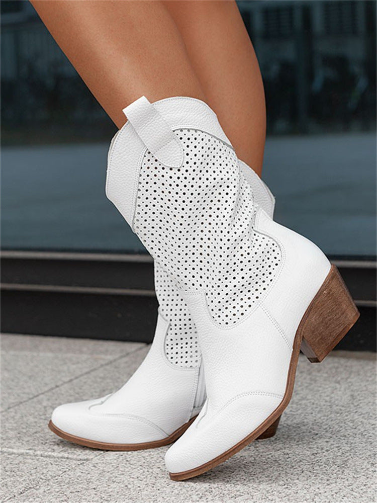 Mid-Heel Boots: Burnt-out Suede for Women Women's Shoes | Ectron Online