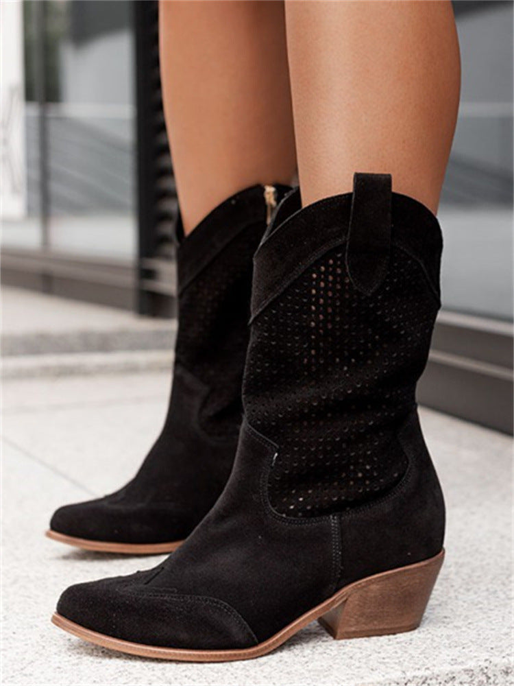 Mid-Heel Boots: Burnt-out Suede for Women Women's Shoes | Ectron Online