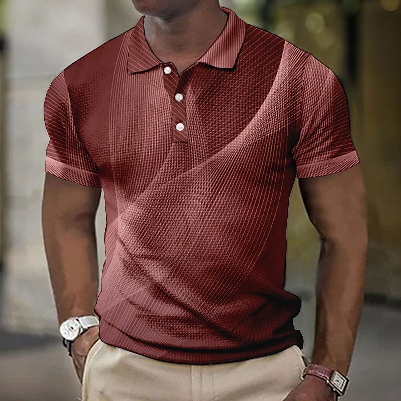 Men’s 3D Button Polo Shirt – Short Sleeve Casual Style 3D Button Short-sleeved Polo Shirt | Ectron Online