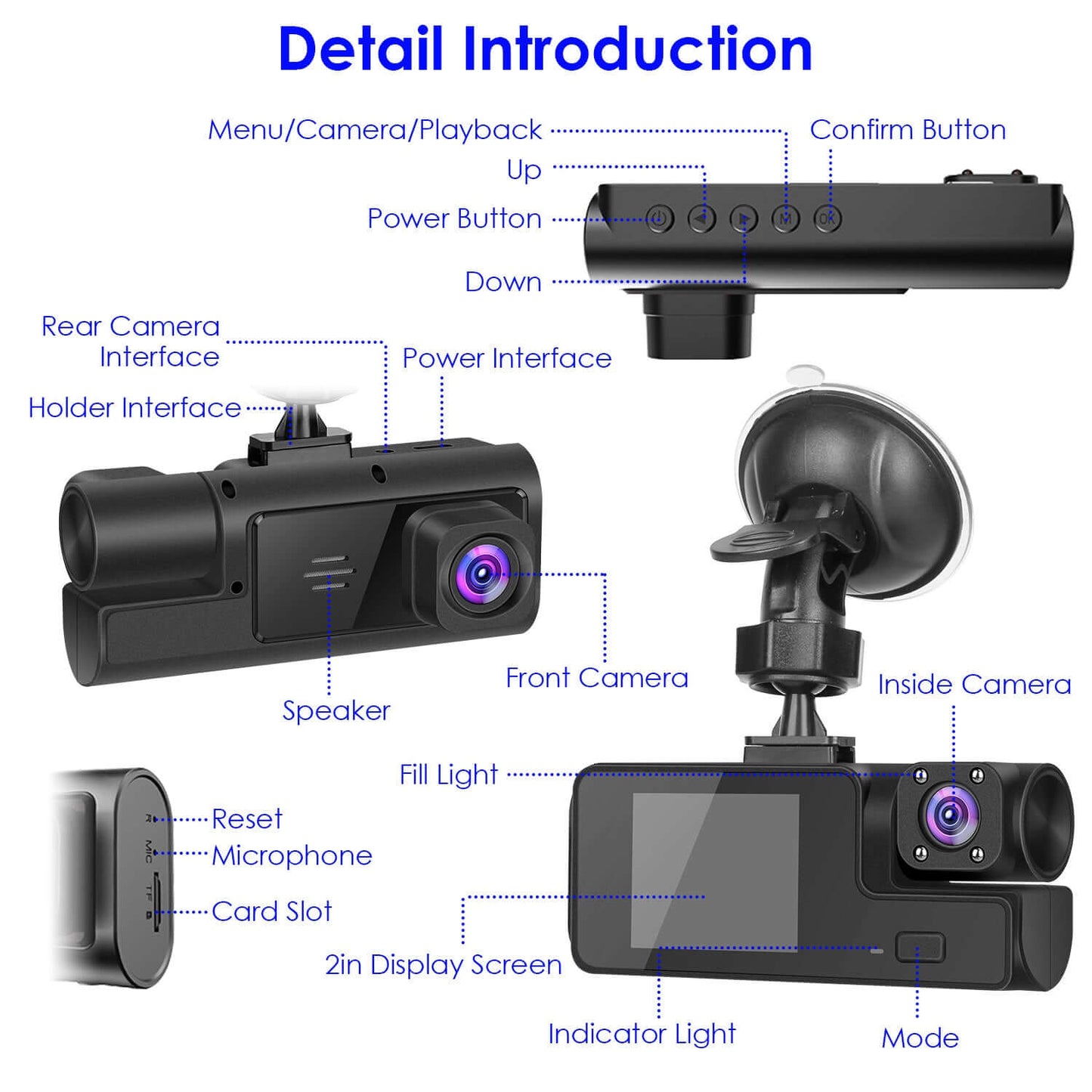 3-Channel WiFi Dash Cam - 1080P Front 1Pc WiFi FHD 1080P Car Dash Cam 3 Channe | Ectron Online
