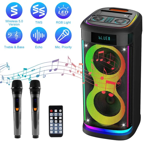 Portable Wireless Party Speaker | Bluetooth Speaker with Mic & Guitar In