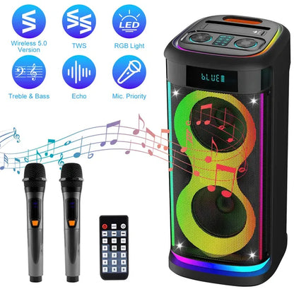 Portable Wireless Party Speaker | Bluetooth Speaker with Mic & Guitar In Portable Wireless Party Speaker With LED | Ectron Online