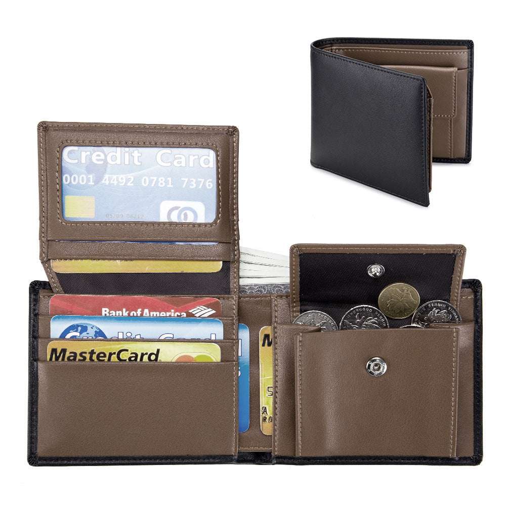 Men's Genuine Leather Trifold Short Wallet Men's Short Wallet Genuine Leather Trifo | Ectron Online