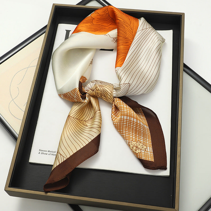 Solid Color Square Scarf - Elegance & Style Artificial Silk Striped High-grade Korea | Ectron Online