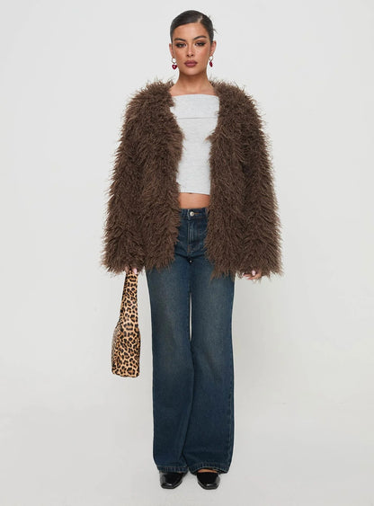 Women's Faux Fur Jacket | Elegant & Cozy Winter Fur Coat Coat Faux Fur Jacket | Ectron Online