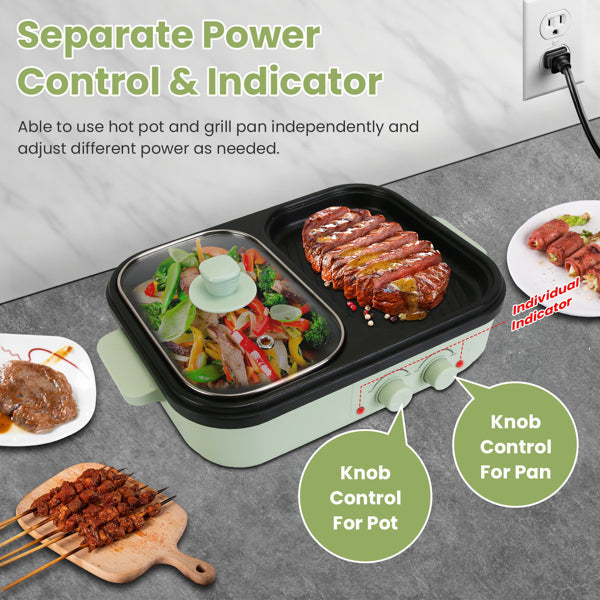 2-in-1 Electric Hot Pot & Grill Combo | Portable Dual Temperature Control