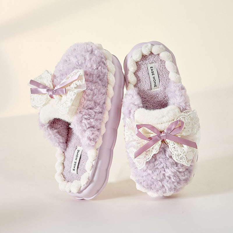 Women’s Autumn & Winter Cotton Slippers – Non-slip Bow Design Cotton Slippers Women's Autumn And Winte | Ectron Online