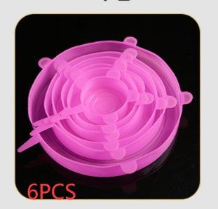 {{ brand }} Stretchable Silicone Freshness Bowl Cover Pink 6pcs 120G - Multifunctional Stretchable Silicone Freshness Bowl Cover