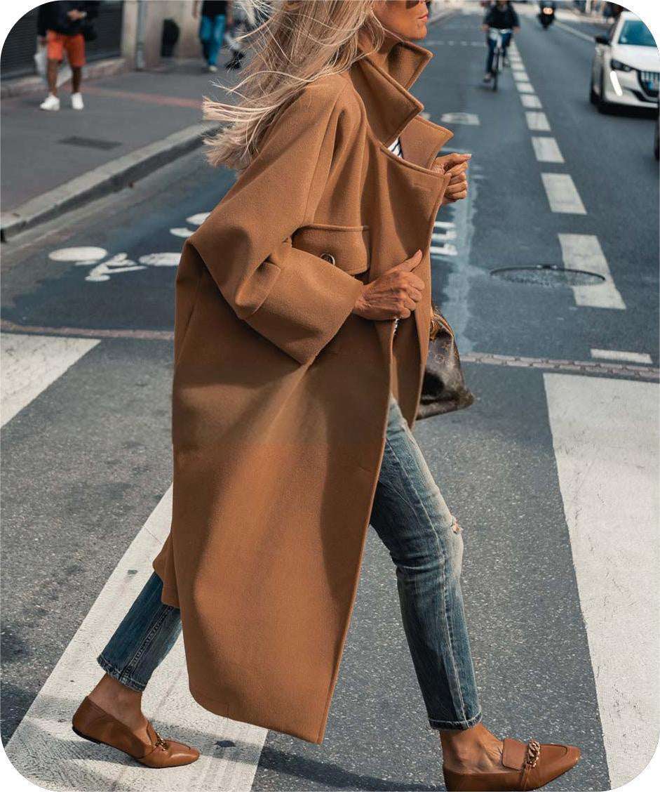 Women's Woolen Coat Ultra-long Loose Double Pockets