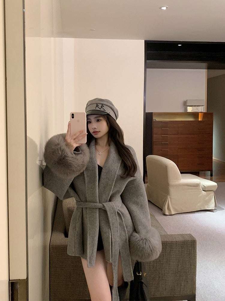 Plus Size French Elegant Woolen Overcoat