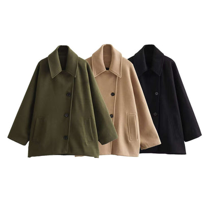Fashionable French Short Cape Coat French Coat Fashion Polo Collar Blended | Ectron Online