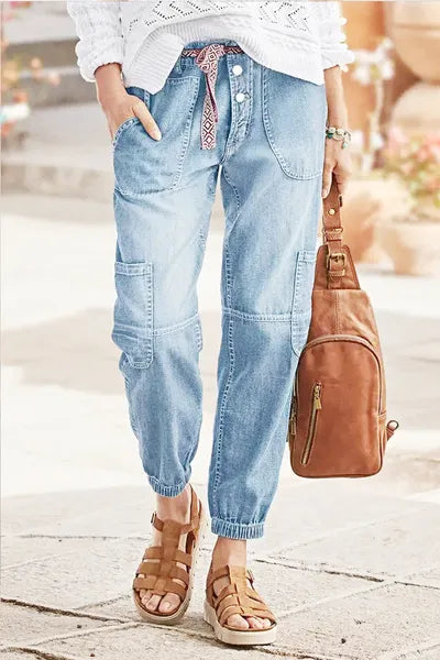 Women's High-Waist Lace-Up Jeans Wide-Leg Full-Length With Sexy Corset-Style Side Lacing Statement Denim For Parties And Festivals