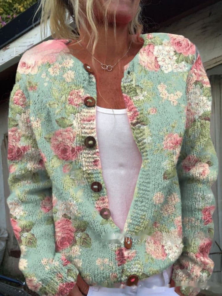 Cloak-Style Printed Cardigan Printed Casual Cloak Coat Cardigan Sweat | Ectron Online