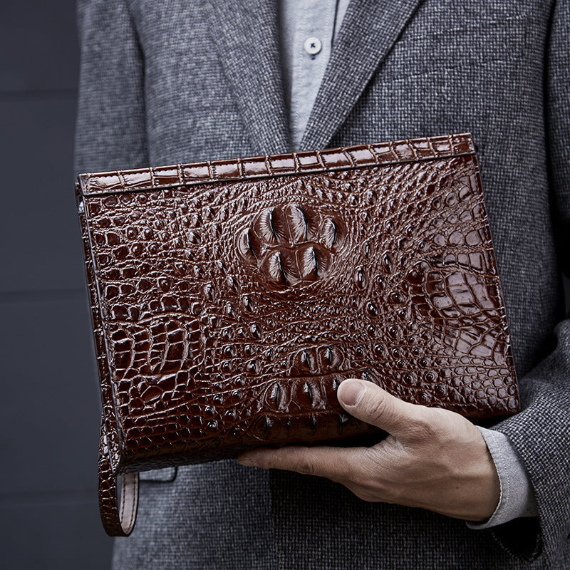 Men's Business Casual Leather Clutch & Clip Bag Leather Large Capacity Clip Bag Business | Ectron Online