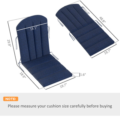 Navy high-back chair cushion set, shown folded with tie cords