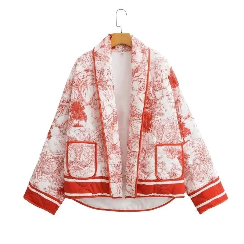 Colorful Cotton Jacket - 6-Color Print Women's 6-color Printing Cotton Jacket | Ectron Online