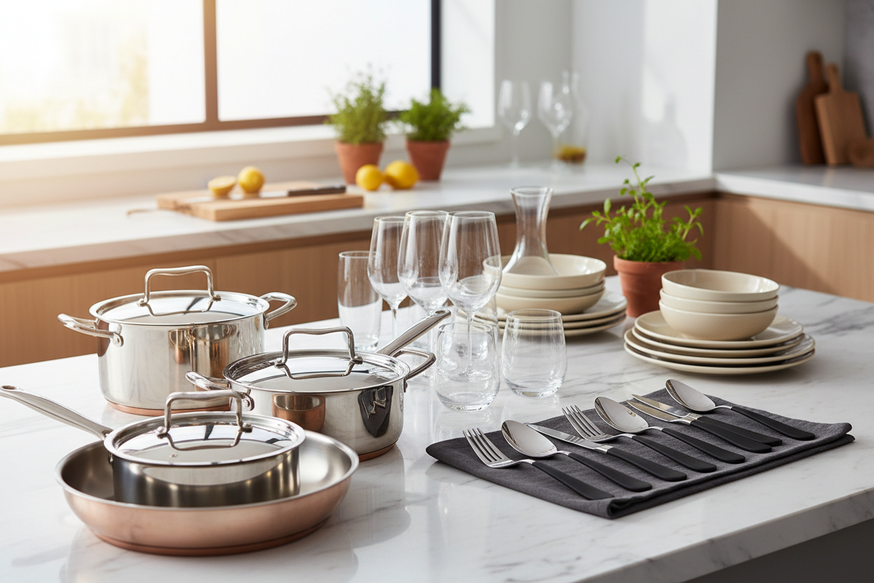 Discover our Kitchen Picks Collection, featuring the very best in essential cookware and elegant tableware designed to elevate your culinary space. From high-performance cooking pots and pans to exquisite glassware, premium knife, spoon and fork sets, and stylish plate sets, each product is carefully selected to bring quality, functionality, and modern style to your kitchen and dining experience.

Transform your kitchen today! Explore our Kitchen Picks Collection and find everything you need
