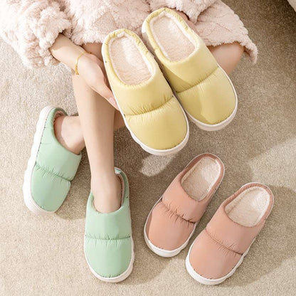 Down Cotton Slippers – Winter Warm Non-slip House Shoes for Couples New Down Cotton Slippers Women Couple Wi | Ectron Online