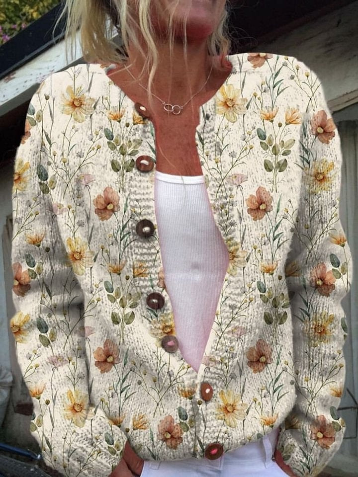 Cloak-Style Printed Cardigan Printed Casual Cloak Coat Cardigan Sweat | Ectron Online
