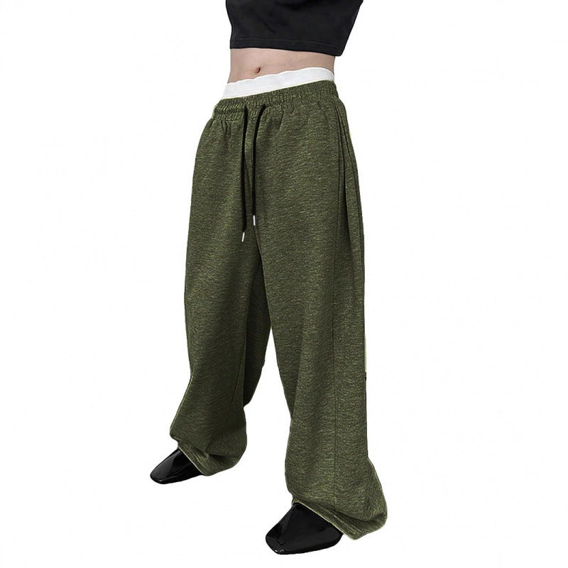Men's Sweatpants with Waist Drawstring - Straight Loose Fit Trousers