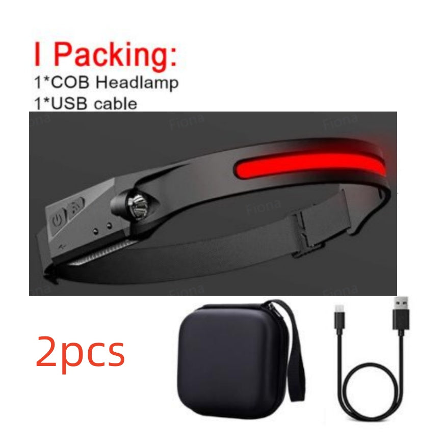 COB LED Induction Riding Headlamp Flashlight, USB Rechargeable COB LED Induction Riding Headlamp | Ectron Online
