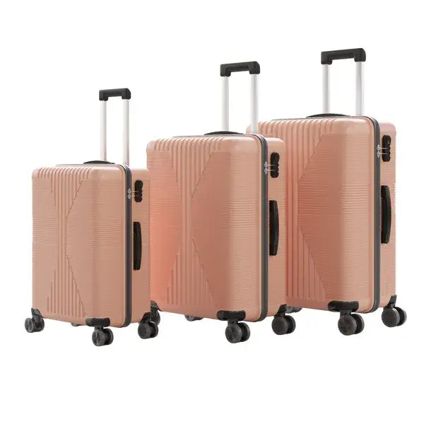3-Piece PP Hardshell Luggage Set - Rose Gold Trolley Cases Non-TSA Customs Lock 3-in-1 PP Trolley C | Ectron Online