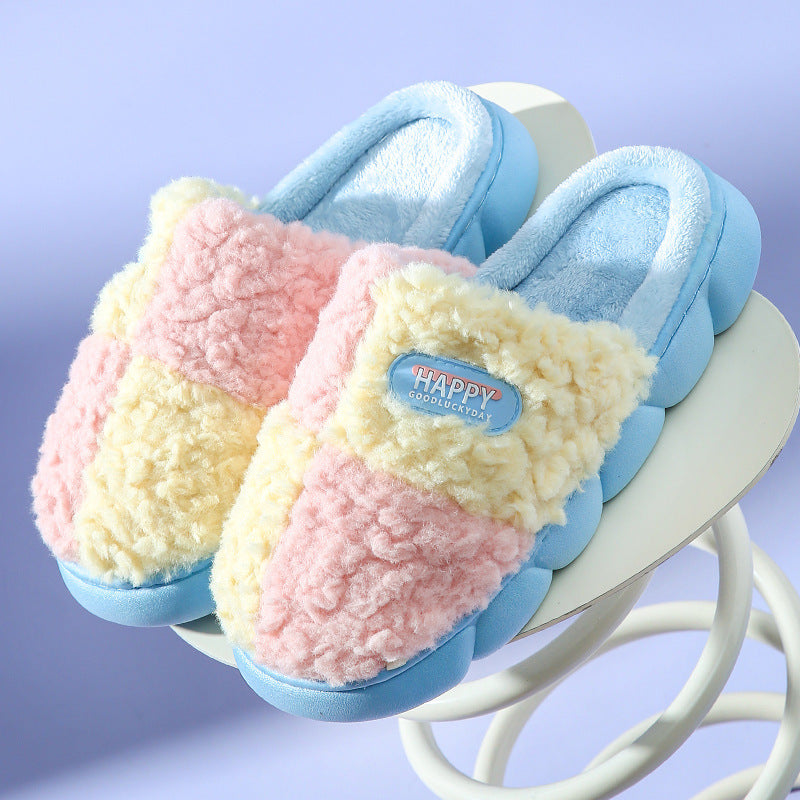 Colour-matching EVA Winter Slippers – Warm Thick-soled House Shoes Color-matching Home Slippers Winter EVA | Ectron Online