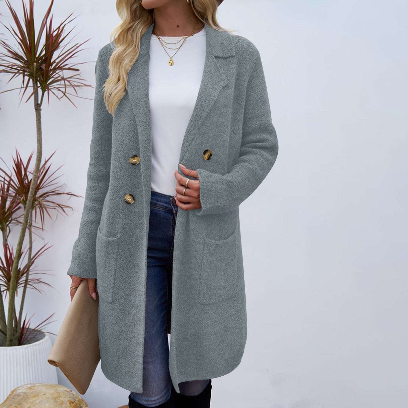 Women's Mid-Length Woolen Coat Suit Jacket Women's Fashionable All-match Mid-length | Ectron Online