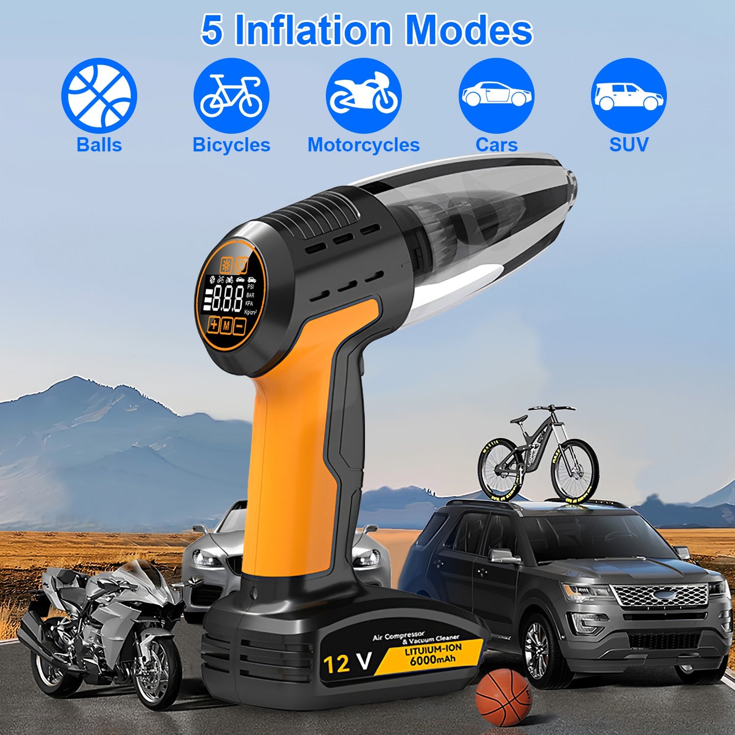 4-in-1 Cordless Car Vacuum & Tire Inflator 1Pc 4 In 1 Cordless Car Vacuum Cleaner A | Ectron Online
