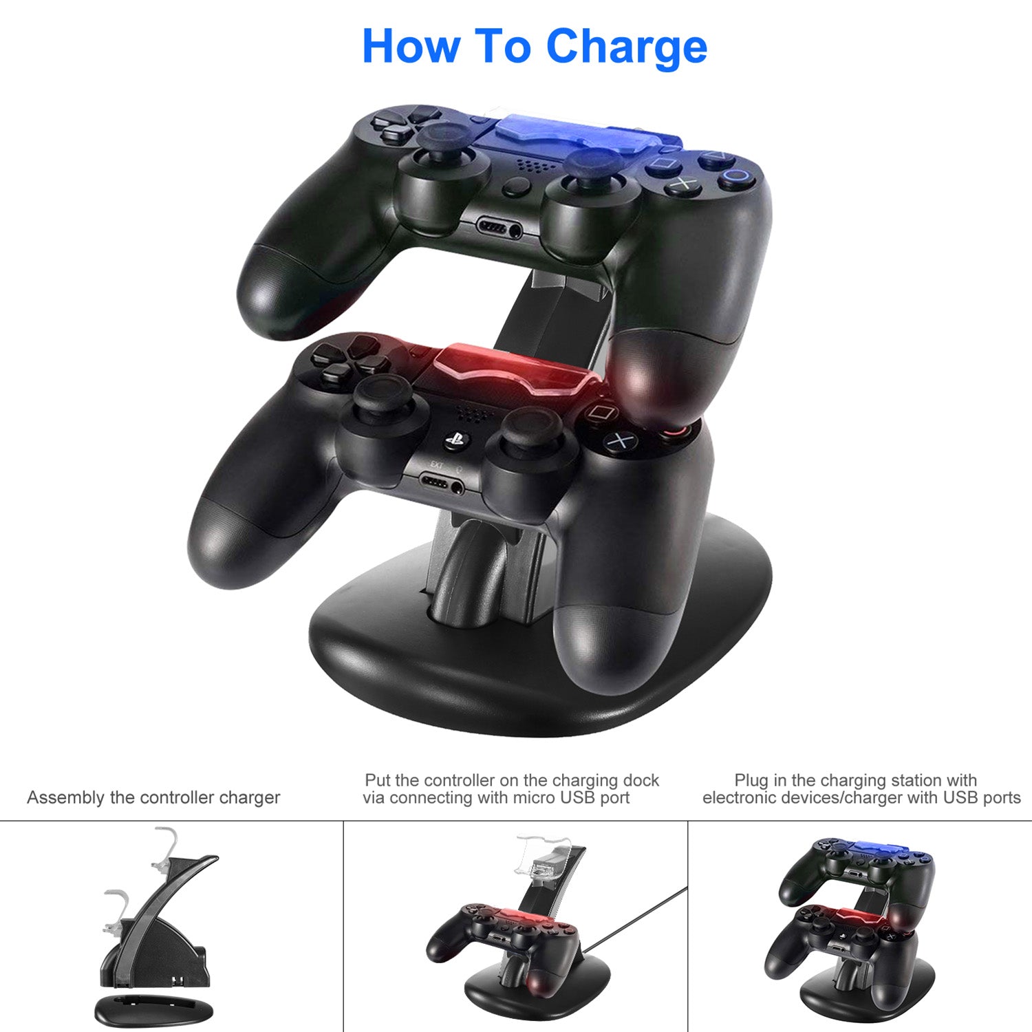 Dual PS4 Controller Charging Dock | Fast Charger for PS4 Pro & Slim