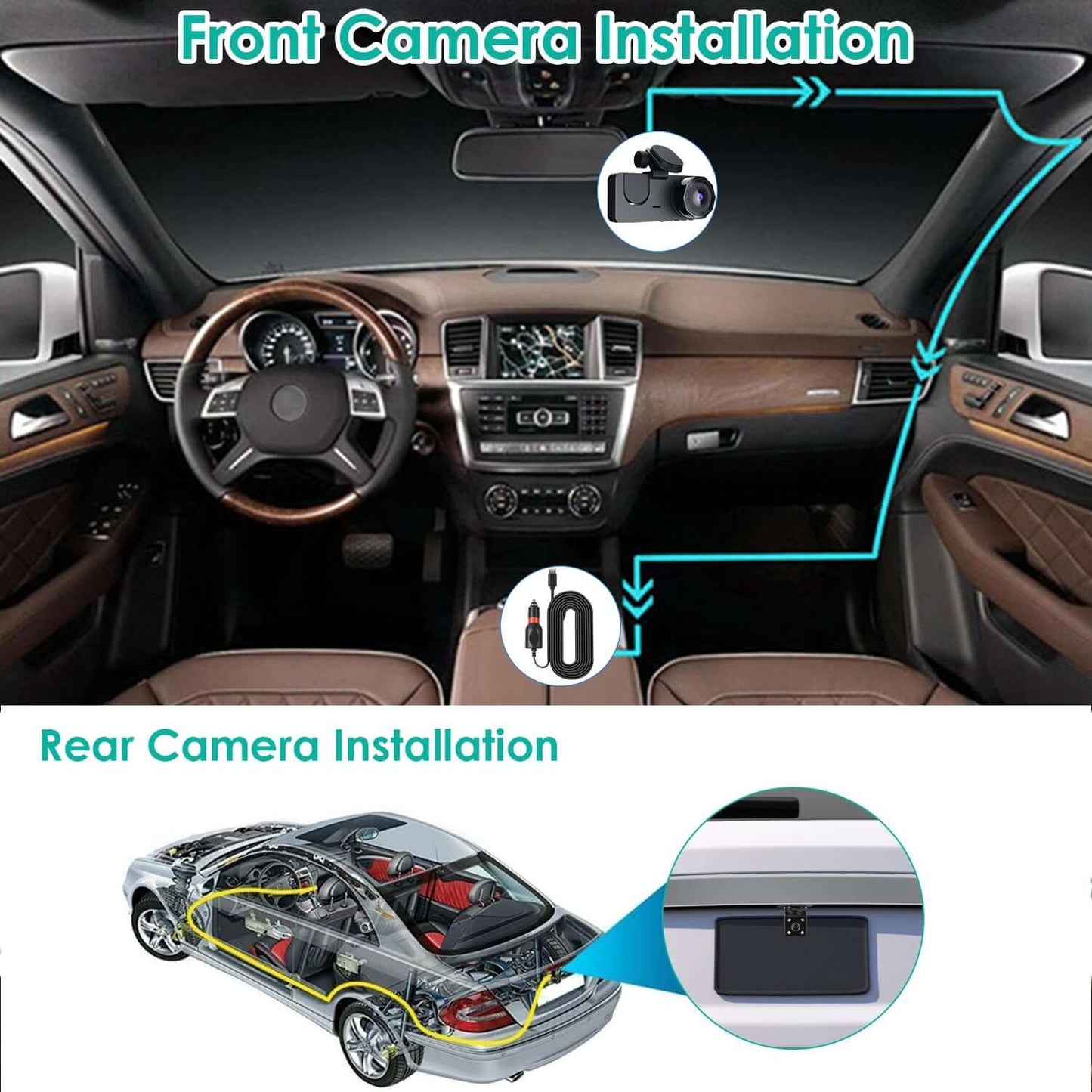 3-Channel 360° Dash Cam - 1080P Front, Interior & Rear Car Camera 3 Channel Dash Cam Front Inside Rear Veh | Ectron Online
