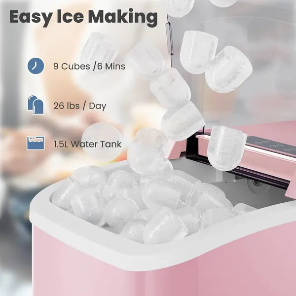 Portable Countertop Ice Maker with Handle | 26lbs in 24H