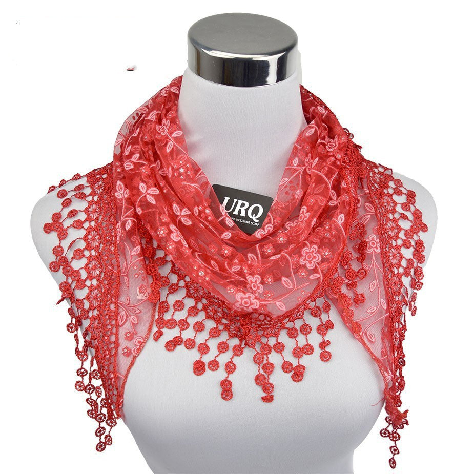 Small Floral Shawl Scarf Ethnic Style Wild Kerchief Gauze