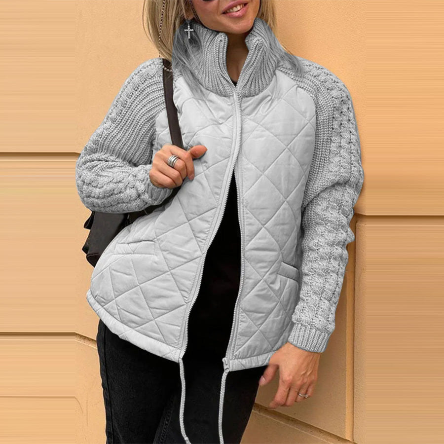 Fashion Stand Collar Zippered Cotton Jacket Stand Collar Cotton Jacket With Pockets | Ectron Online