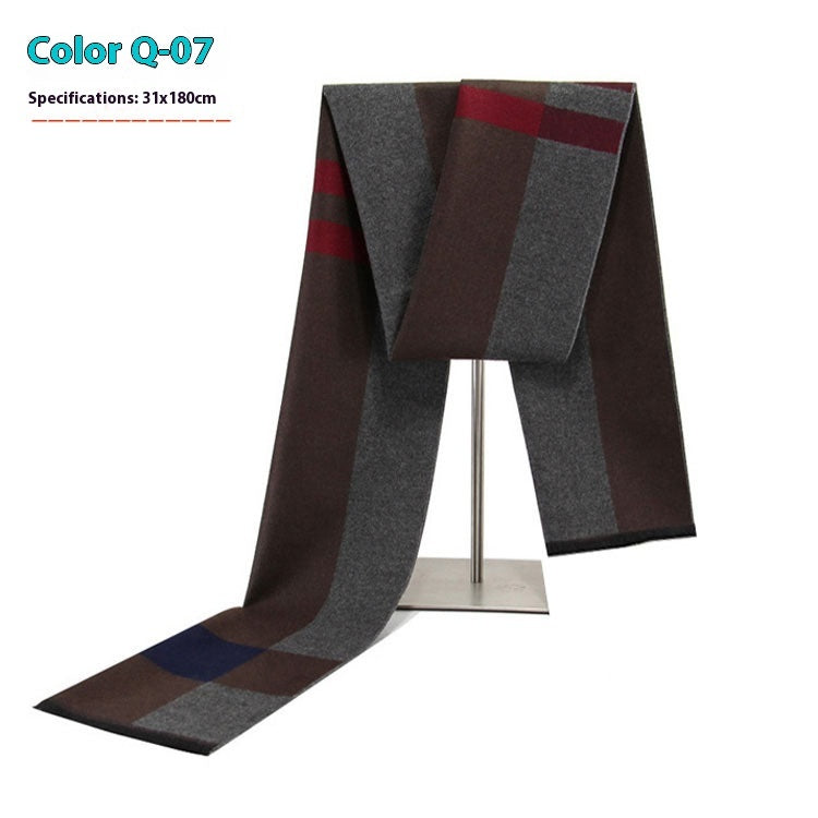 New Men's Cashmere-Like Striped Scarf